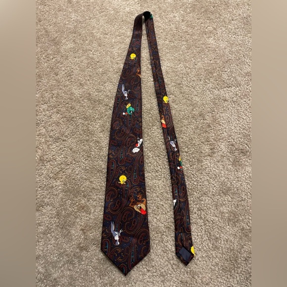 Men’s Vintage LOONEY TUNES Mania 1994 Paisley Neck Tie - Picture 5 of 5